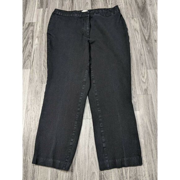 Chico's Womens Black Flat Front Mid Rise Straight Leg Chino Pants Size 2 Short - Picture 1 of 10